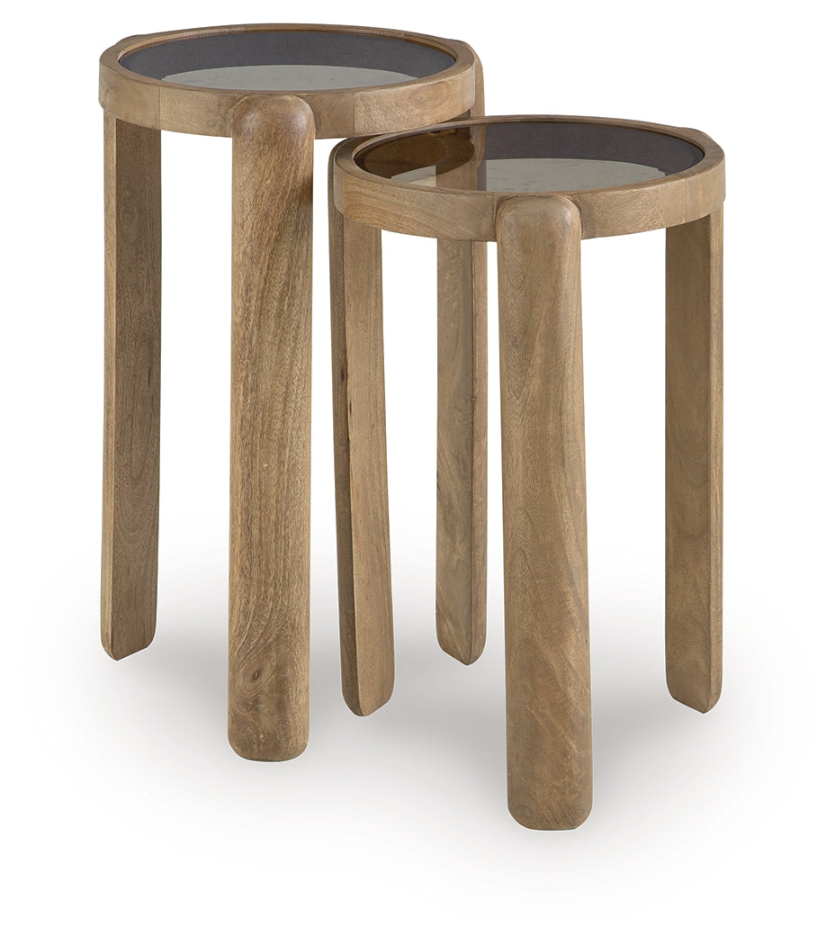 Jossor Light Brown Accent Table (Set of 2)