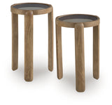 Jossor Light Brown Accent Table (Set of 2)
