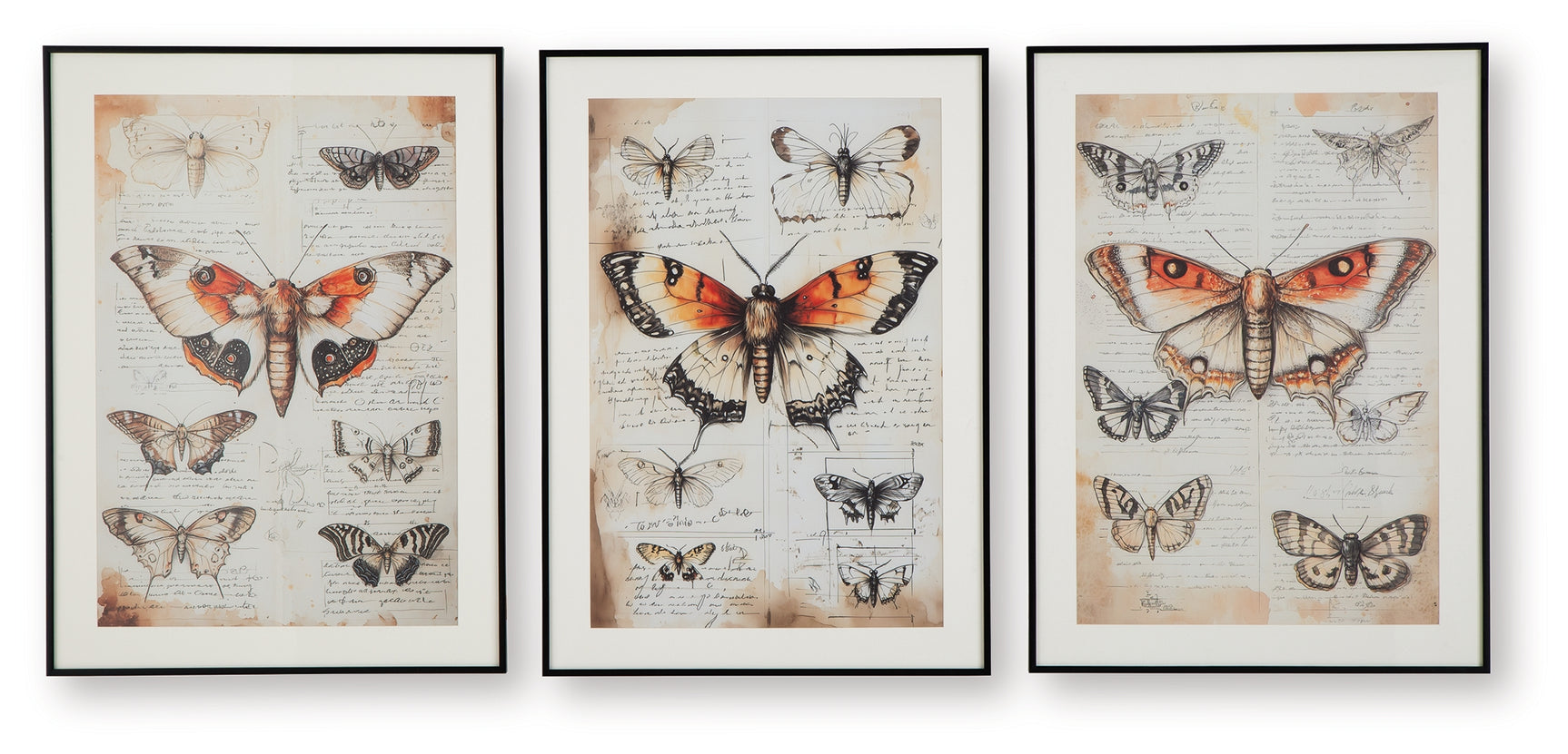 Jossletts Orange/Black/Ivory Wall Art (Set of 3)