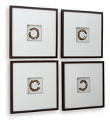 Dallbourne White/Gold Finish Wall Art (Set of 4)