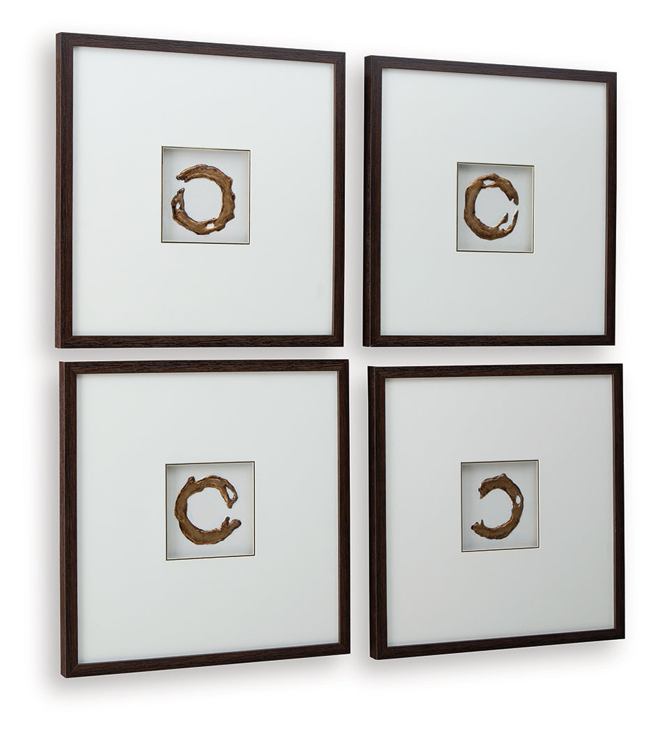 Dallbourne White/Gold Finish Wall Art (Set of 4)