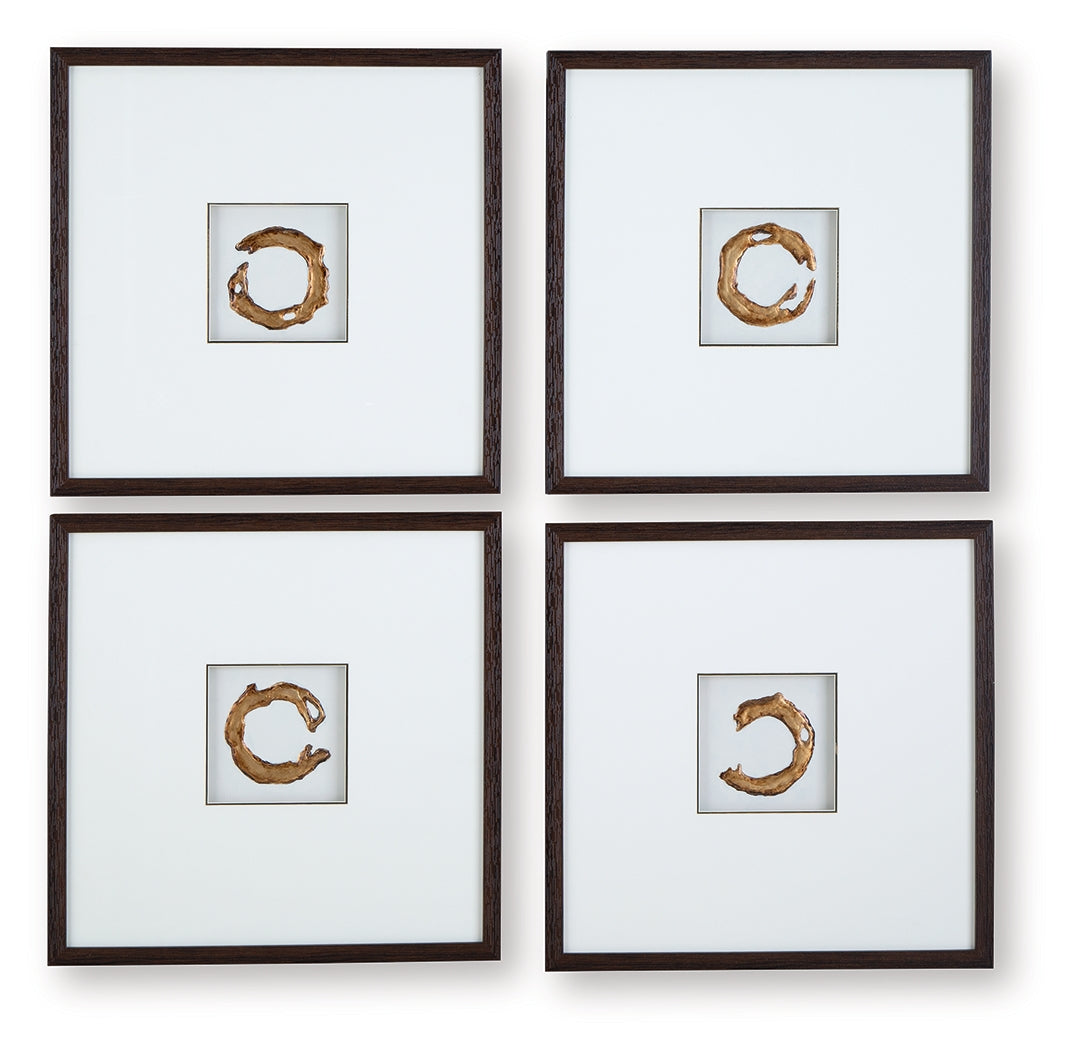 Dallbourne White/Gold Finish Wall Art (Set of 4)