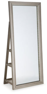 Evesen Champagne Floor Standing Mirror with Storage and LED Lighting