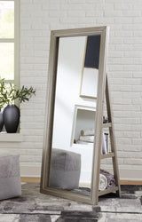 Evesen Champagne Floor Standing Mirror with Storage and LED Lighting