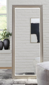 Evesen Champagne Floor Standing Mirror with Storage and LED Lighting