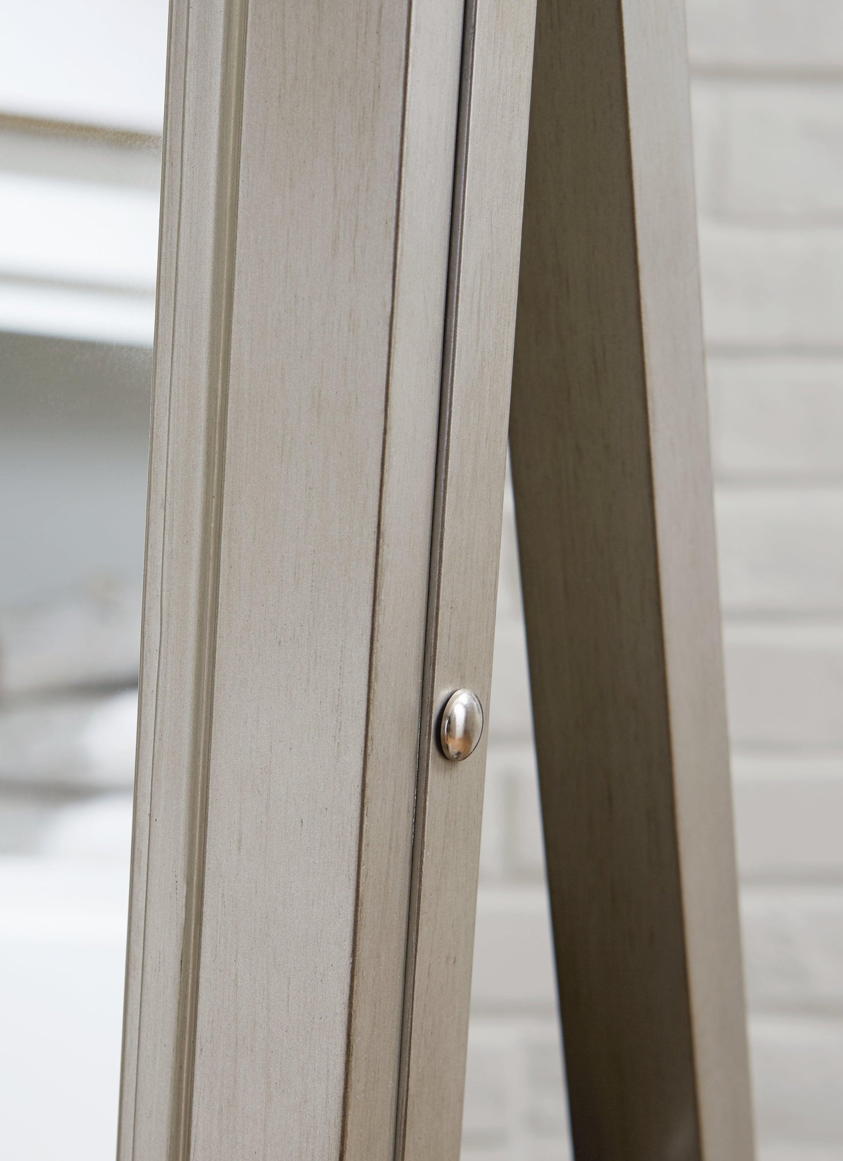 Evesen Champagne Floor Standing Mirror with Storage and LED Lighting