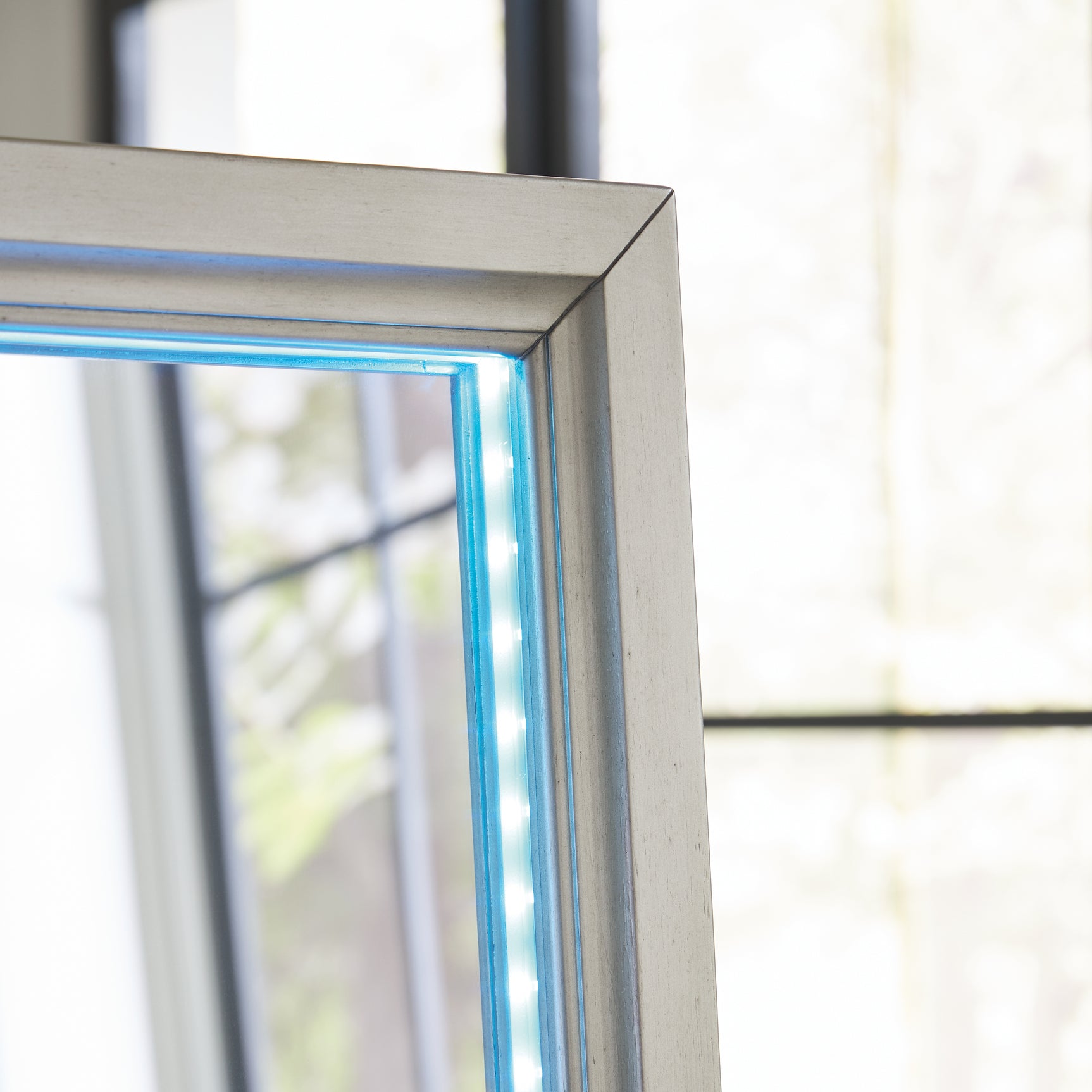 Evesen Champagne Floor Standing Mirror/Storage