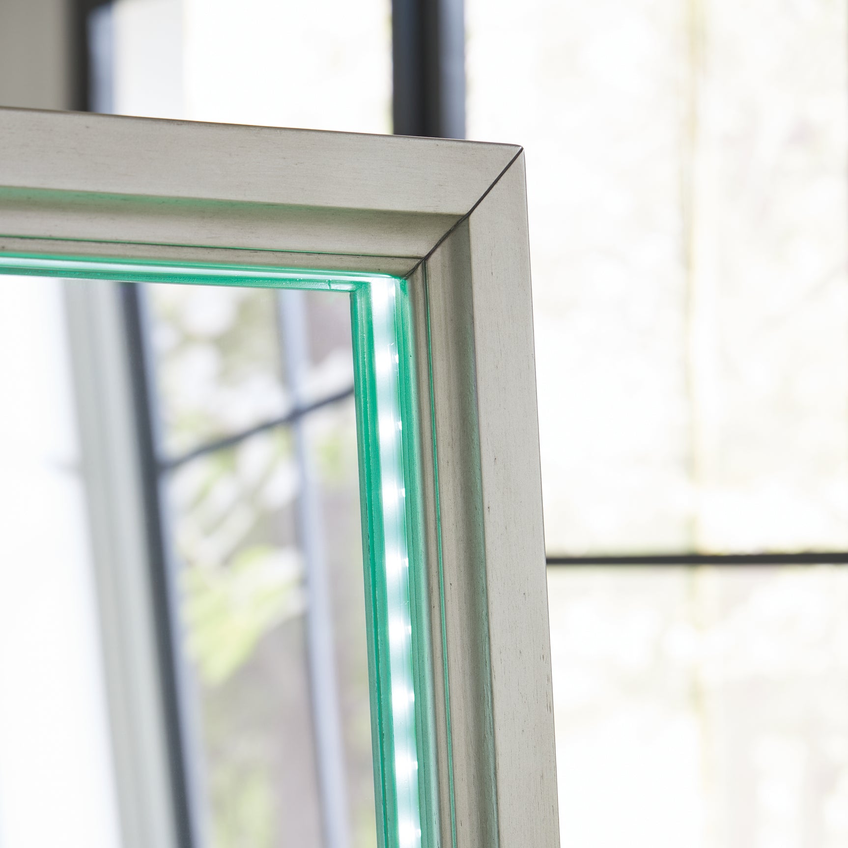 Evesen Champagne Floor Standing Mirror/Storage