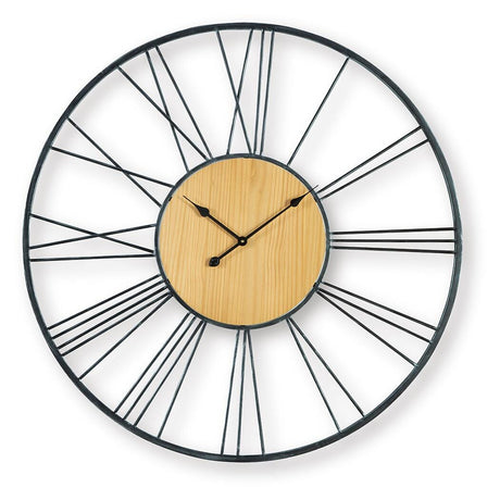 Brockett Black/Natural Wall Clock angled view