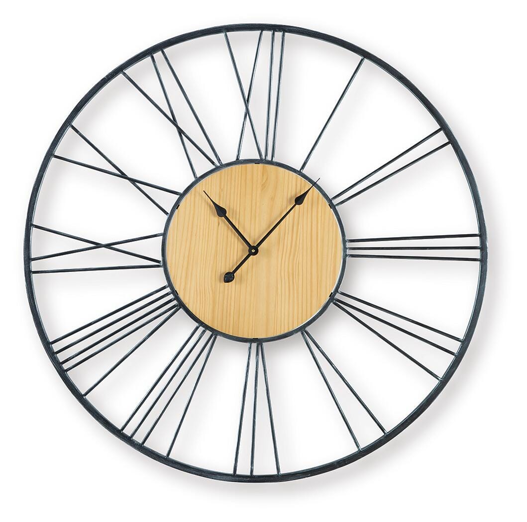 Brockett Black/Natural Wall Clock view 2