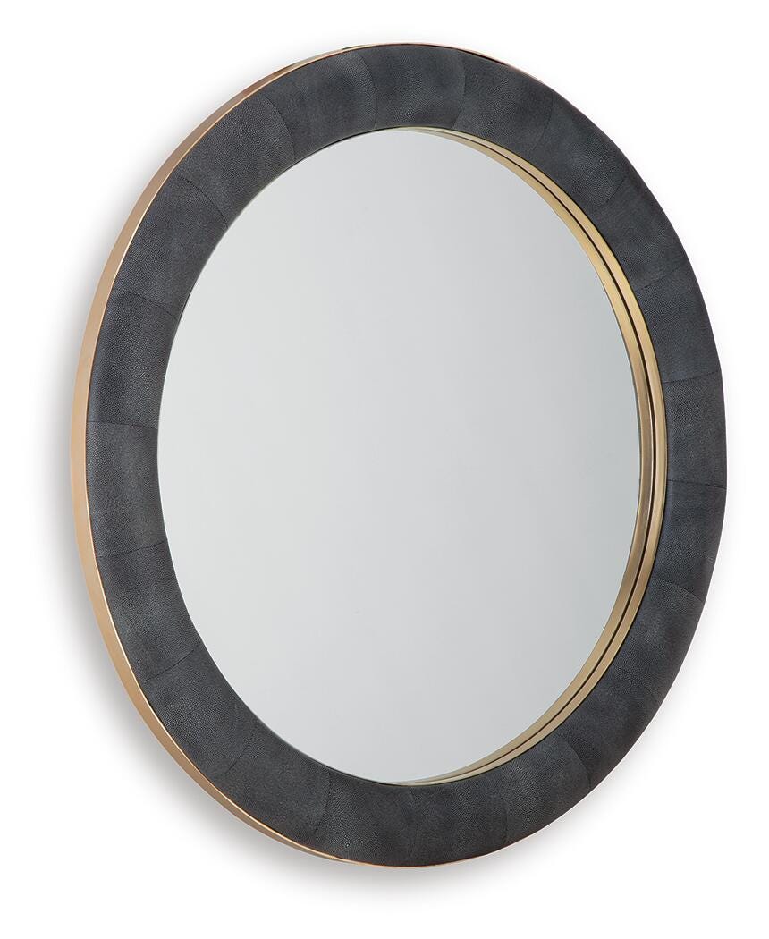 Corinsworth Charcoal/Brass Finish Accent Mirror angled view