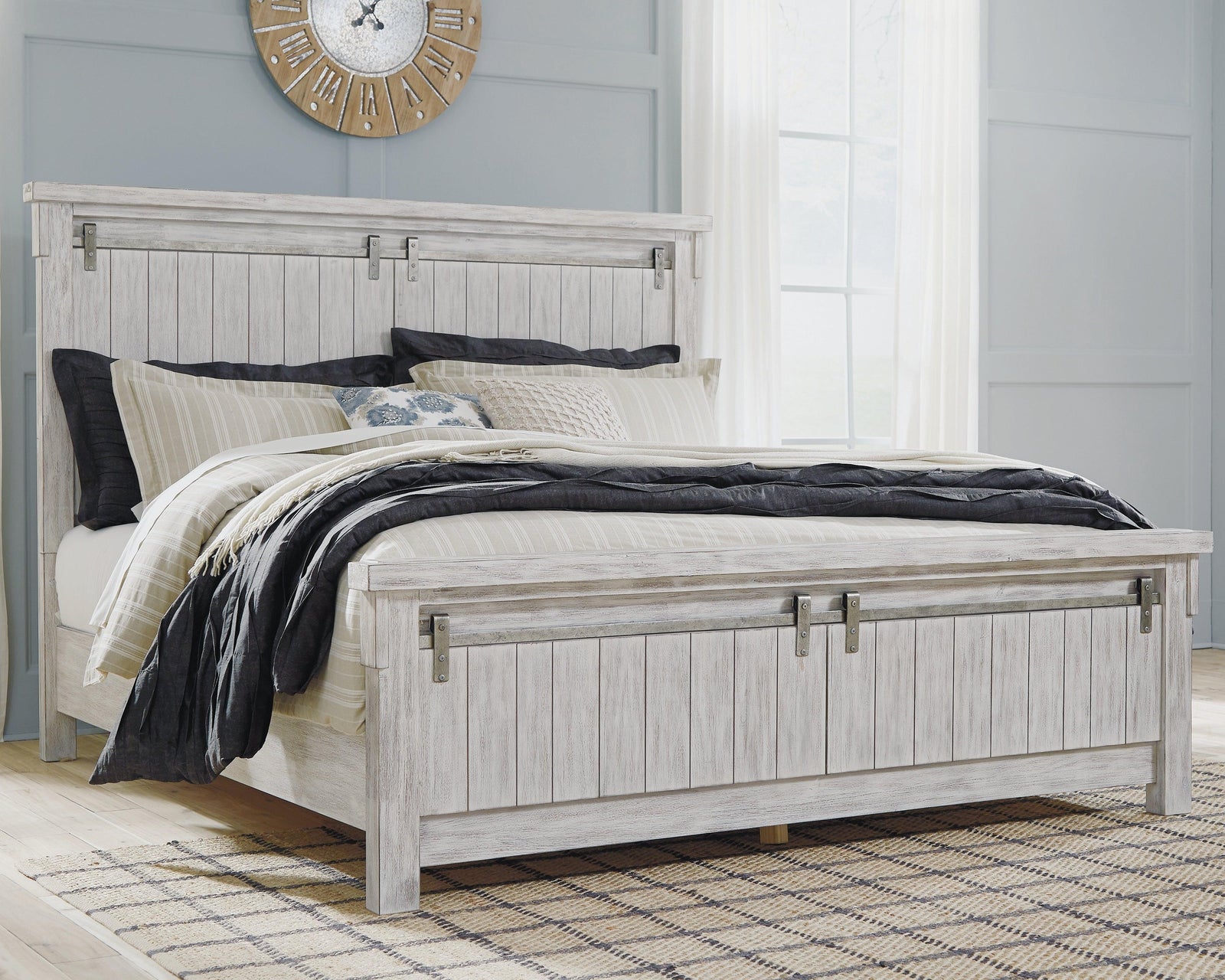 Brashland White King Panel Bed B740B4 - Ella Furniture