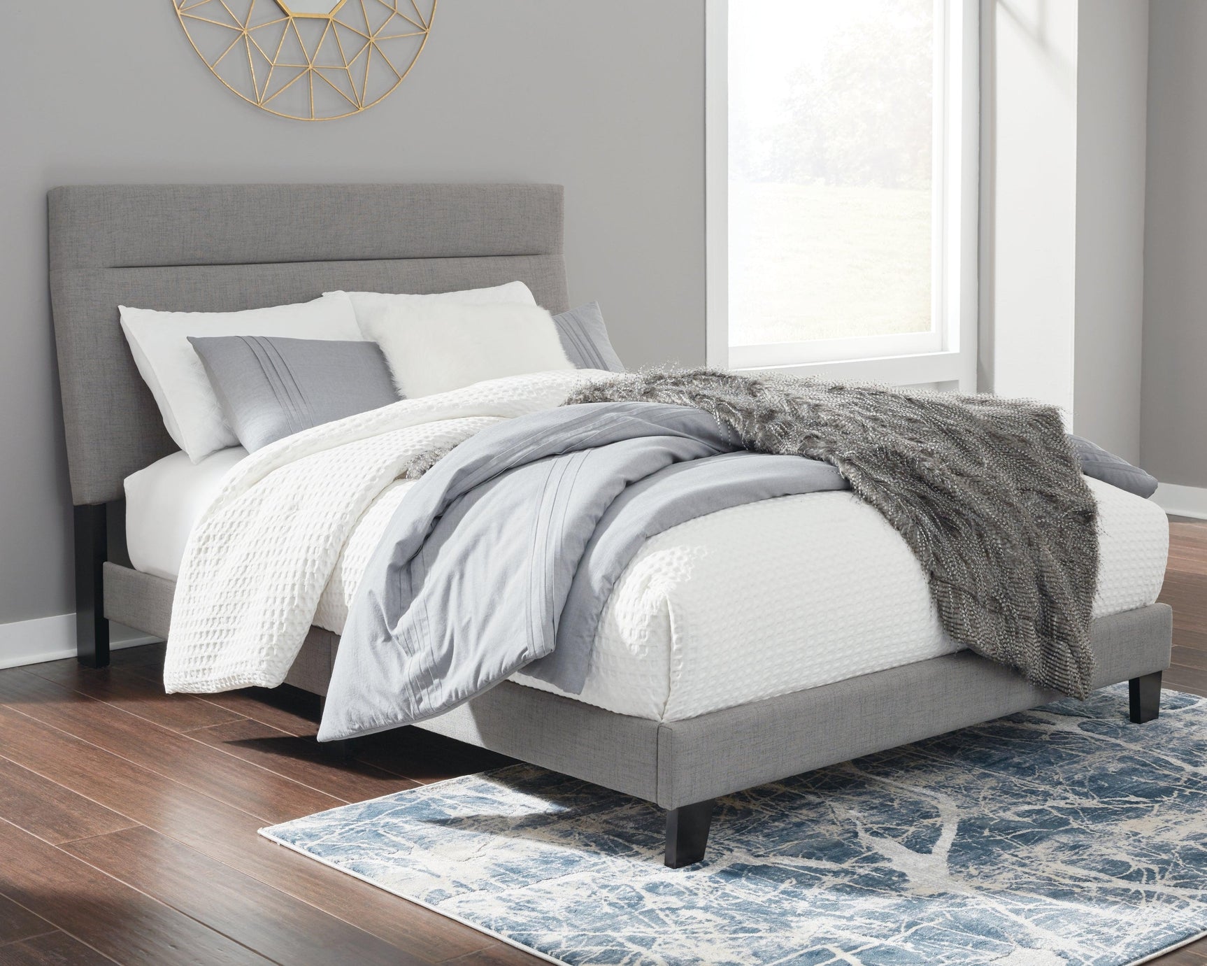 Adelloni Gray Queen Upholstered Bed - Ella Furniture