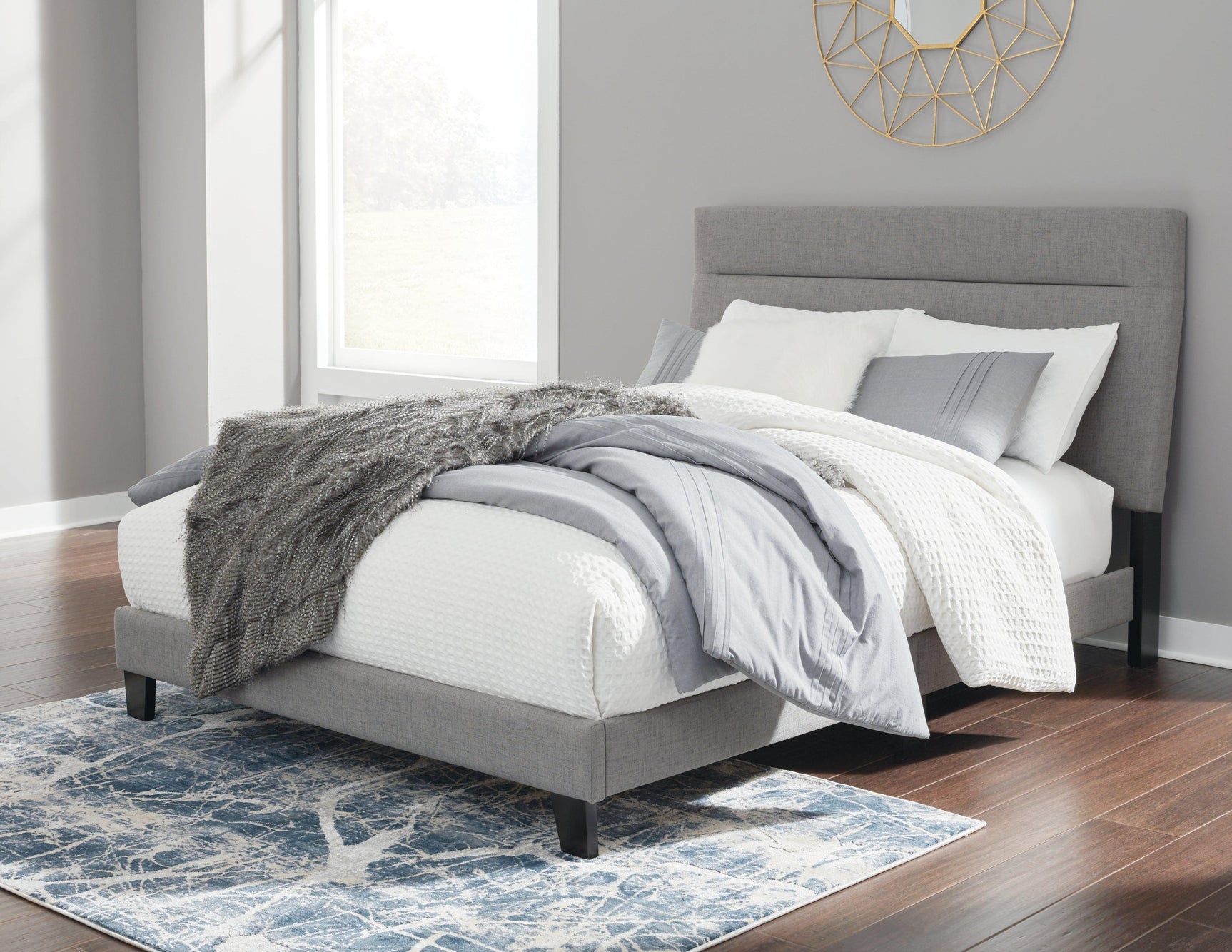 Adelloni Gray Queen Upholstered Bed - Ella Furniture