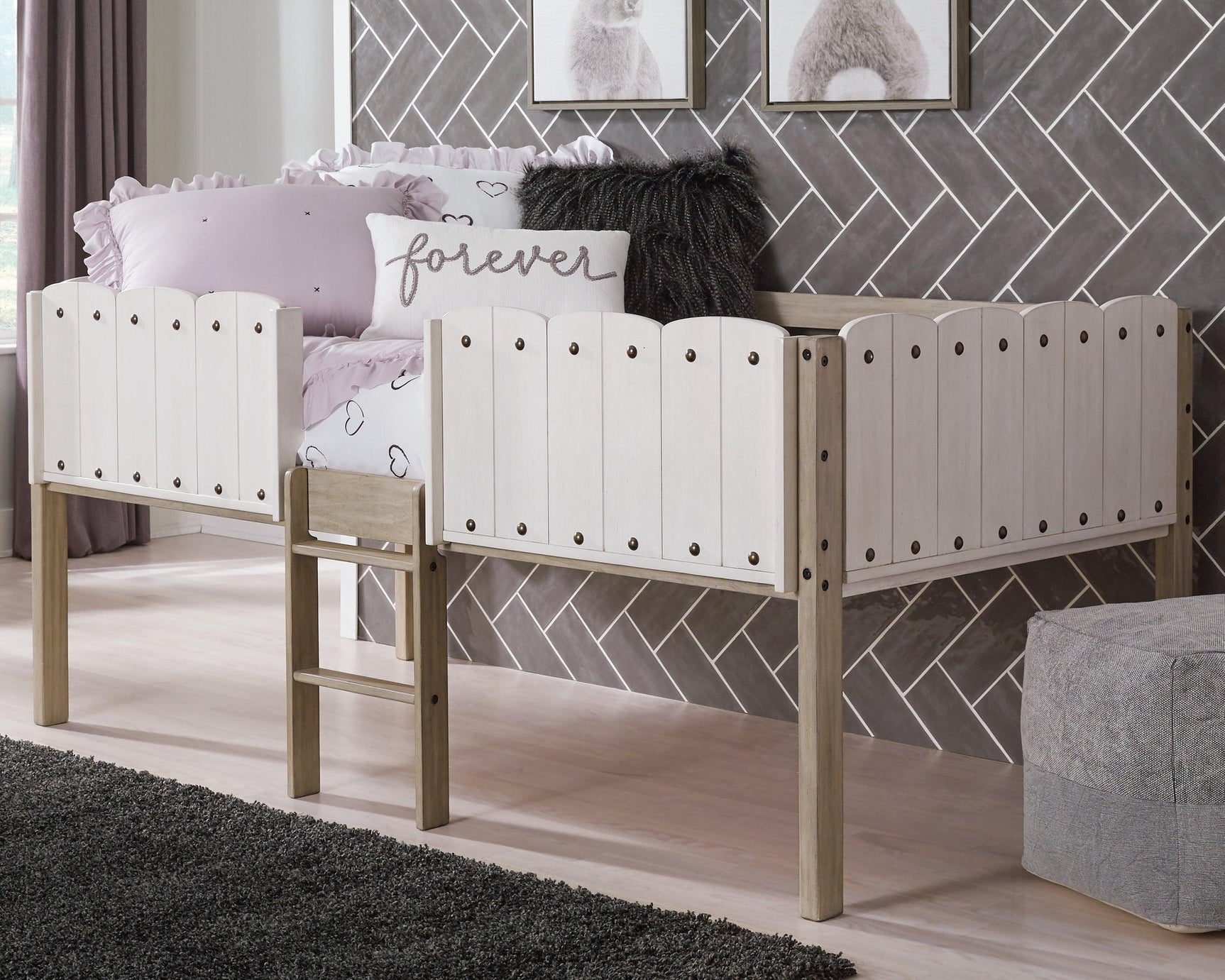 Wrenalyn Two-tone Twin Loft Bed Frame - Ella Furniture