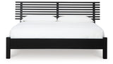 Danziar Matte Black Queen Slat Panel Bed