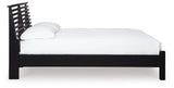 Danziar Matte Black Queen Slat Panel Bed