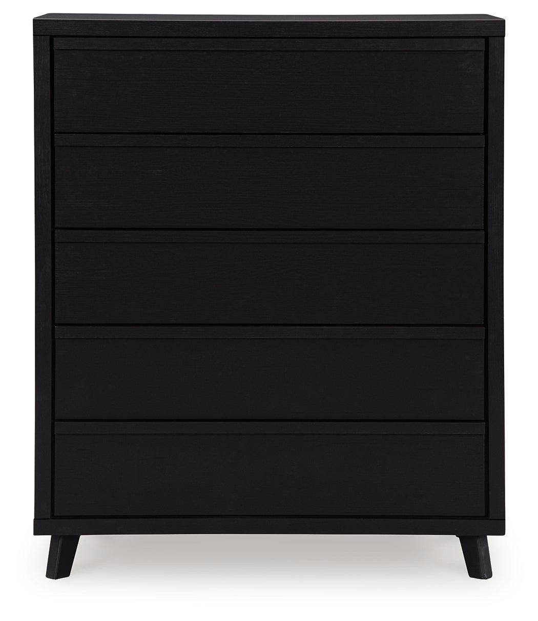 Danziar Matte Black Wide Chest of Drawers