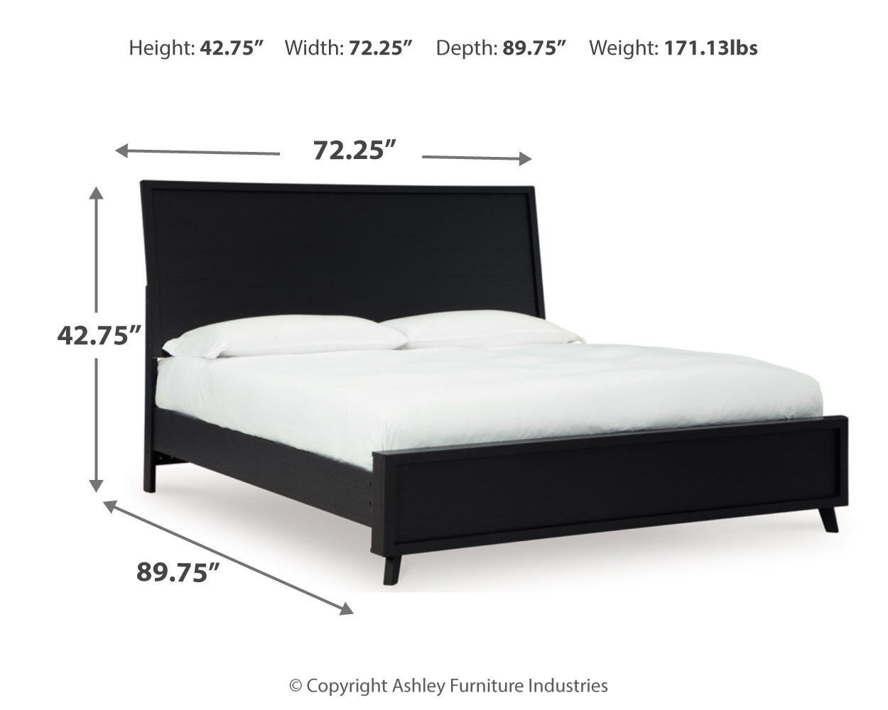 Danziar Black Panel Bedroom Set dimension view
