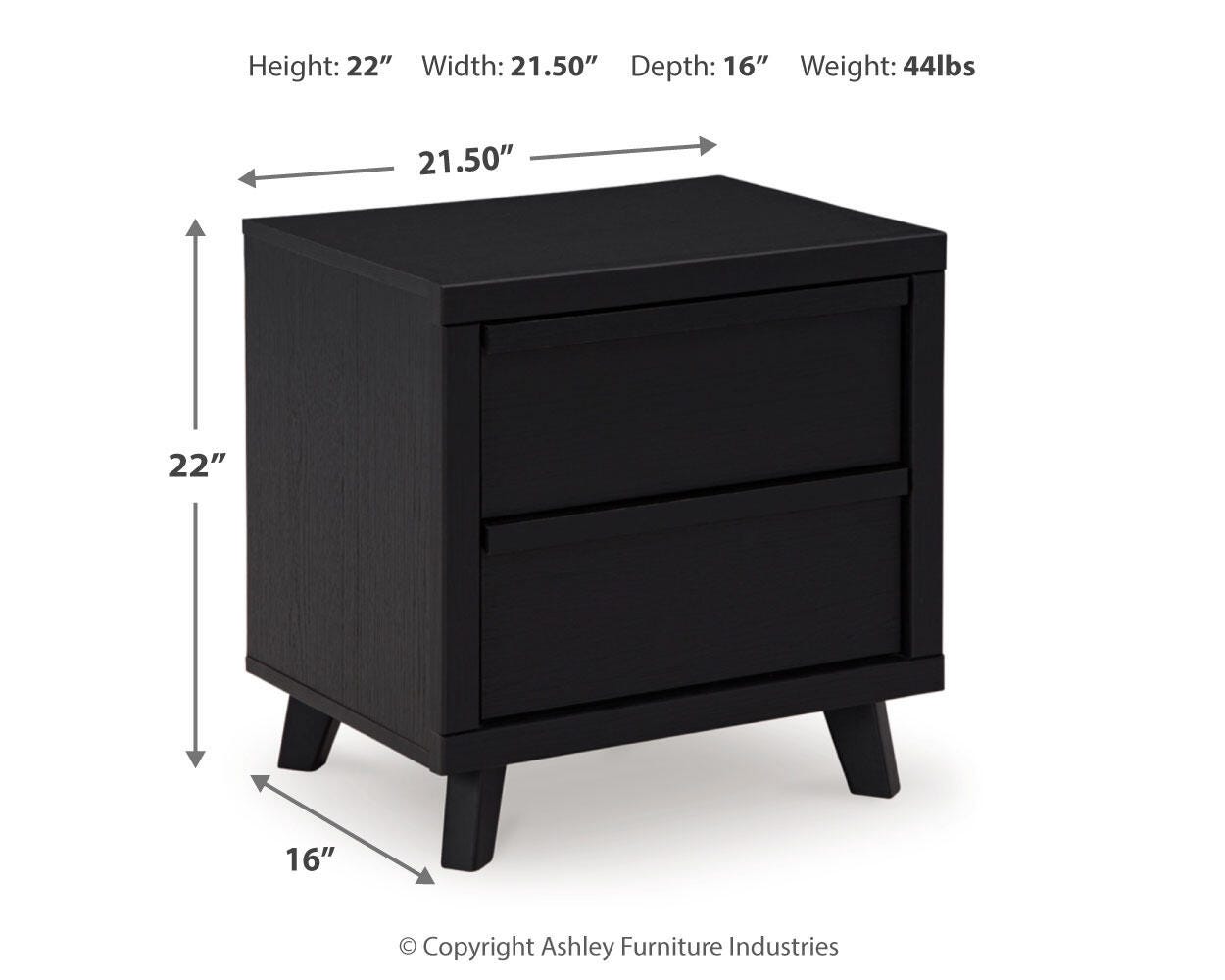 Danziar Black Panel Bedroom Set dimension view