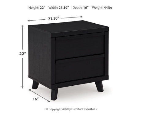Danziar Black Panel Bedroom Set dimension view
