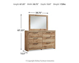 Hyanna Tan Brown Panel Storage Bedroom Set dimension view