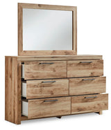 Hyanna Tan Brown Panel Storage Bedroom Set angled view