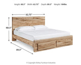 Hyanna Tan Brown Panel Storage Bedroom Set dimension view