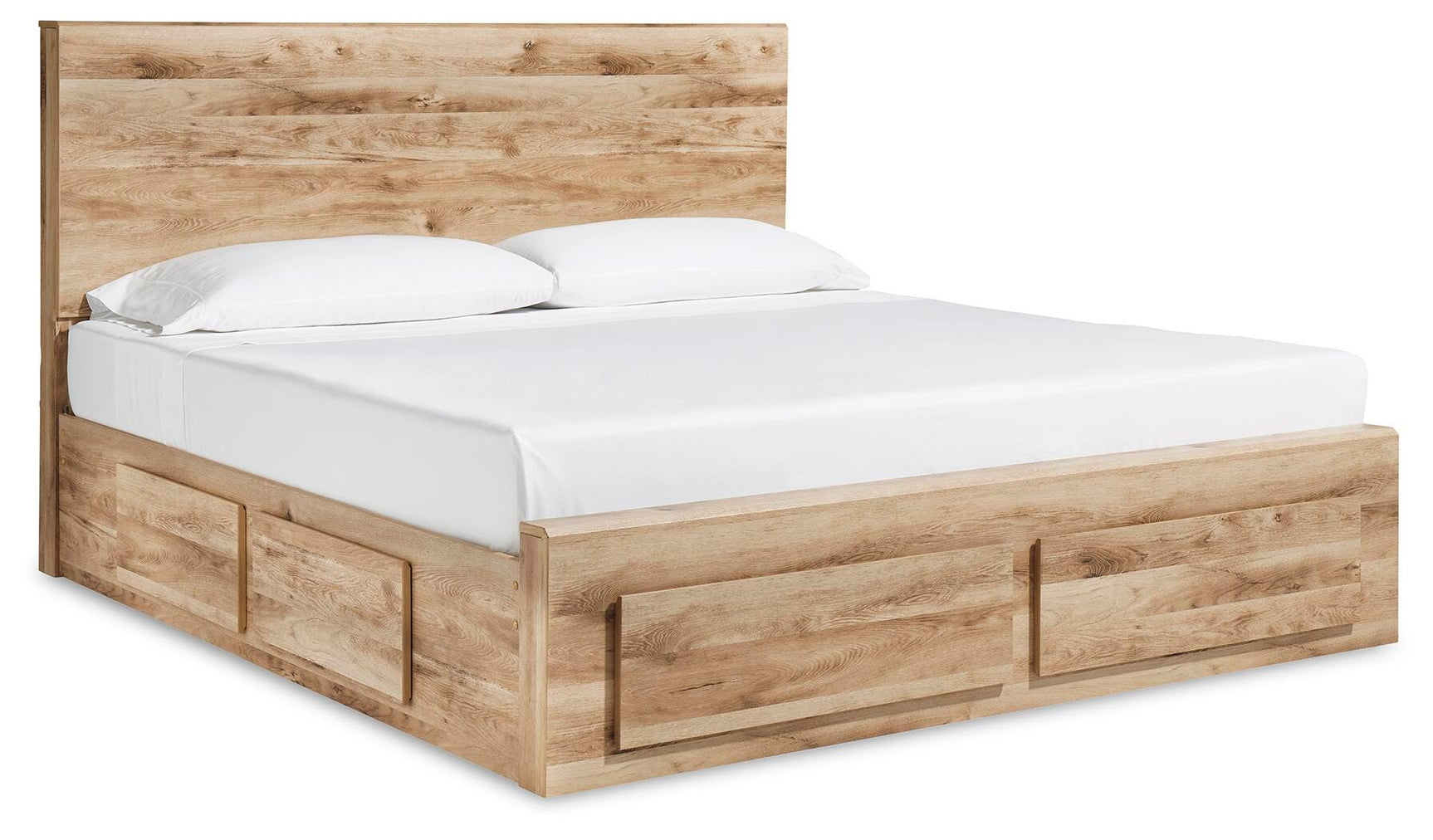 Hyanna Tan Brown Panel Storage Bedroom Set angled view
