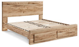 Hyanna Tan Brown Panel Storage Bedroom Set angled view