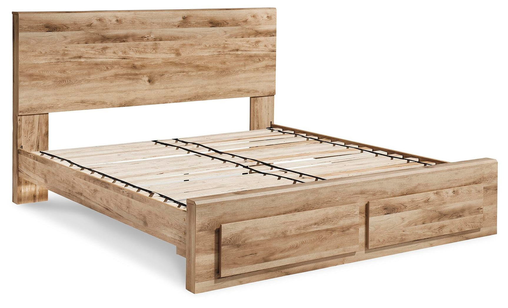 Hyanna Tan Brown Panel Storage Bedroom Set angled view