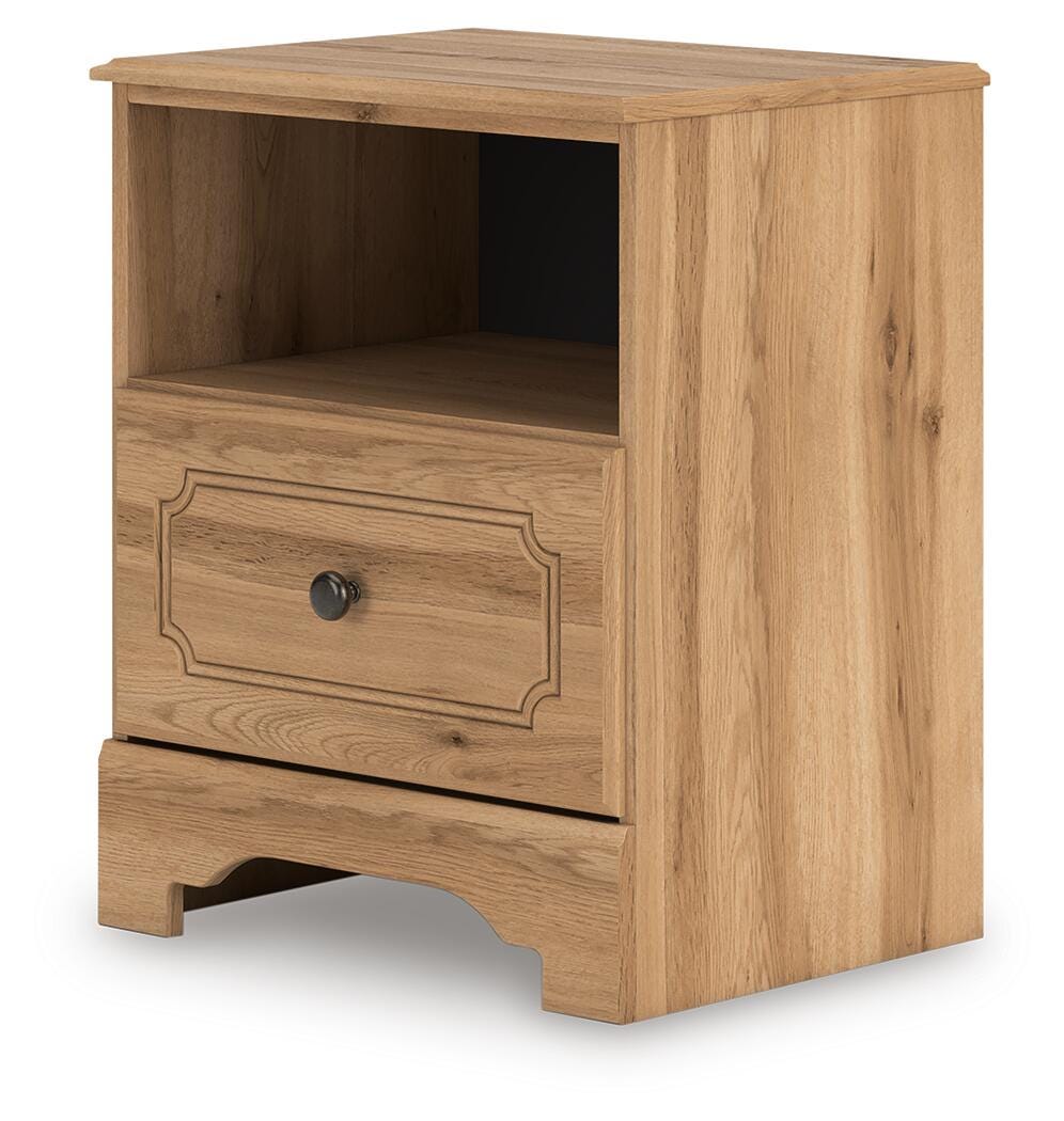 Aleaport Warm Brown Panel Bedroom Set angled view