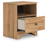 Aleaport Warm Brown Panel Bedroom Set angled view