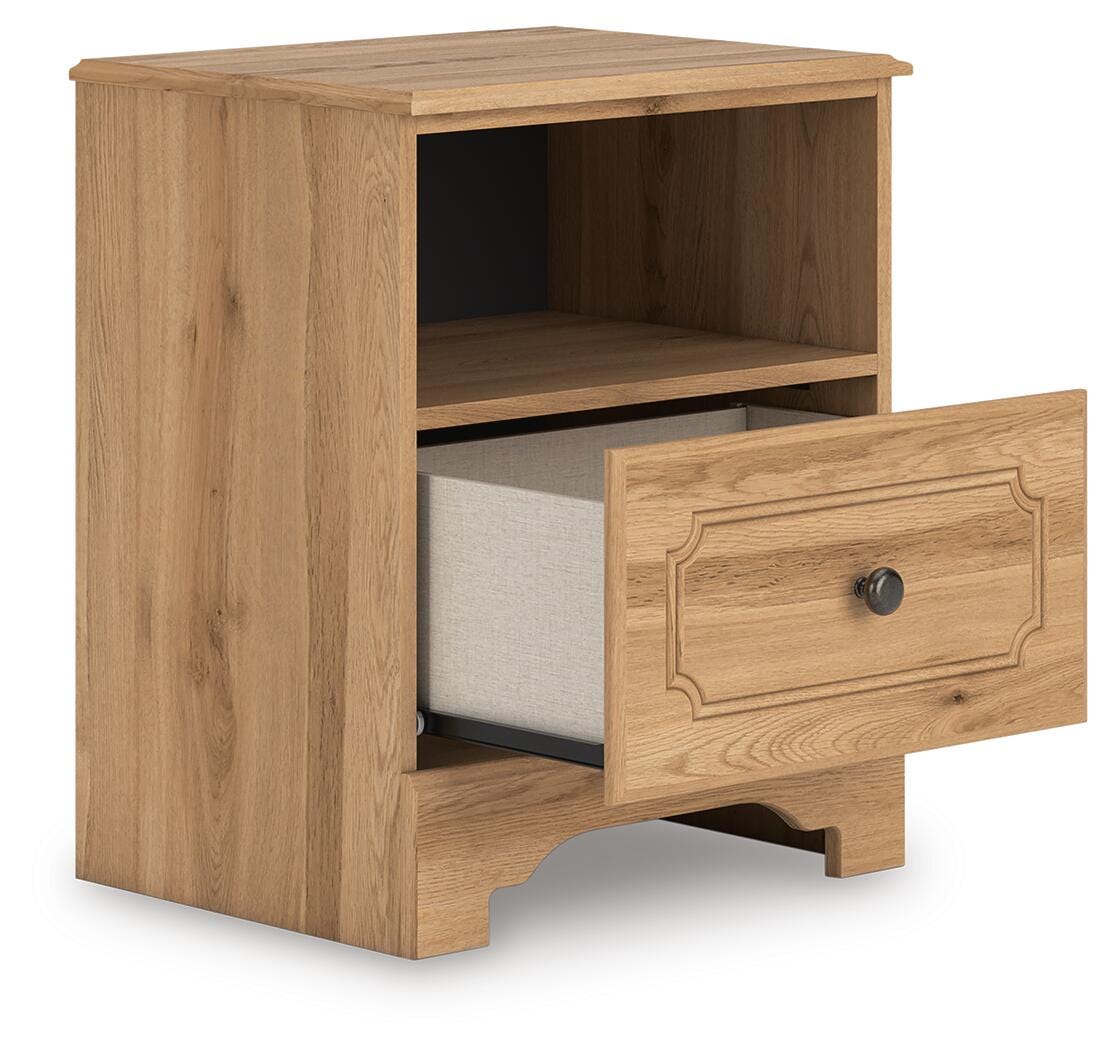 Aleaport Warm Brown Panel Bedroom Set angled view