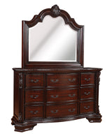 Sheffield Rich Brown Finish Modern Wood King Faux Leather Upholstered Panel Bed - Ella Furniture