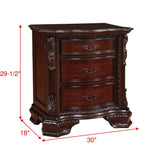 Sheffield NightStand Brown, Traditional Classic Modern Wood, 3 Drawers - Ella Furniture
