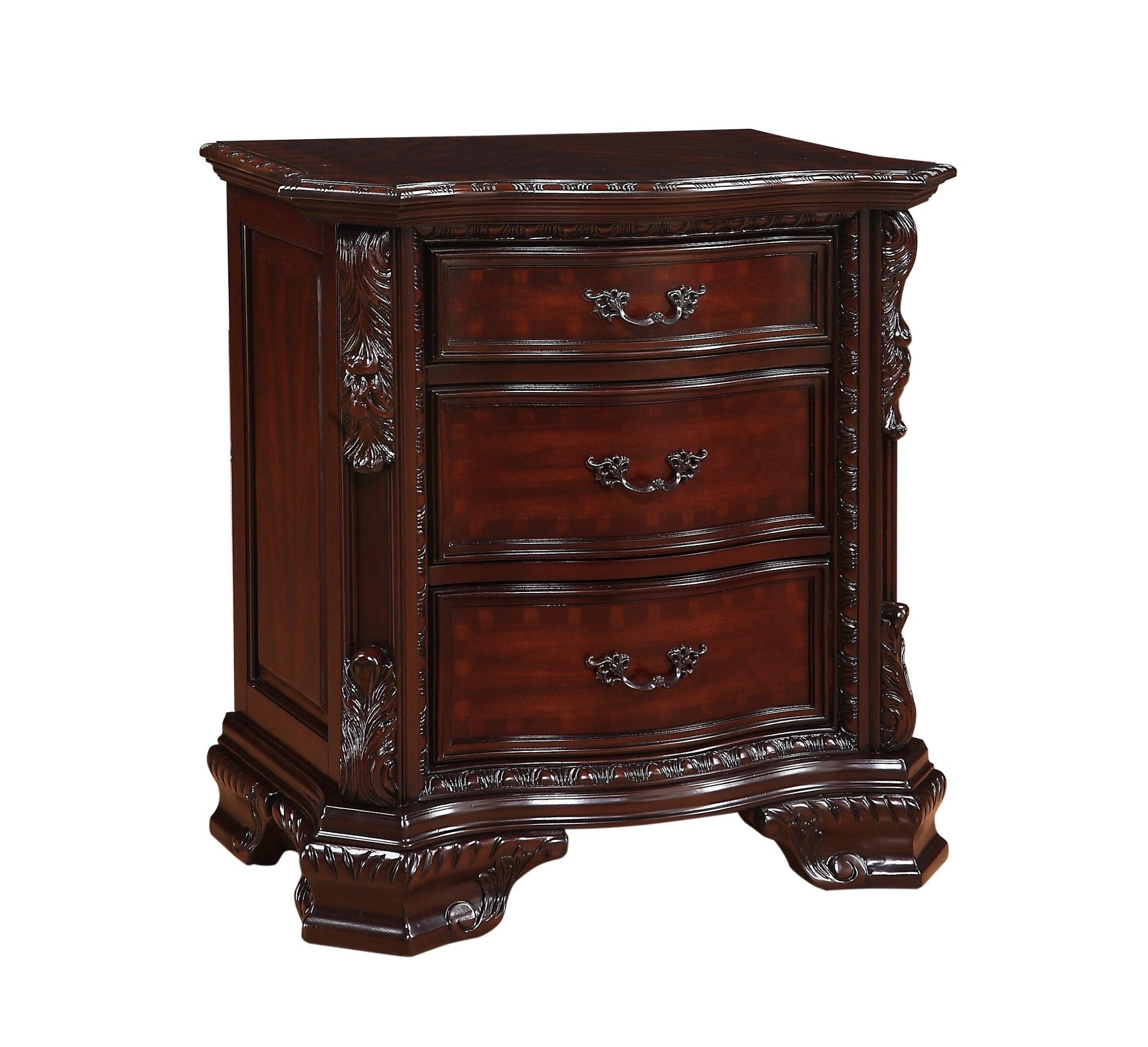Sheffield Rich Brown Finish Modern Wood King Faux Leather Upholstered Panel Bed - Ella Furniture