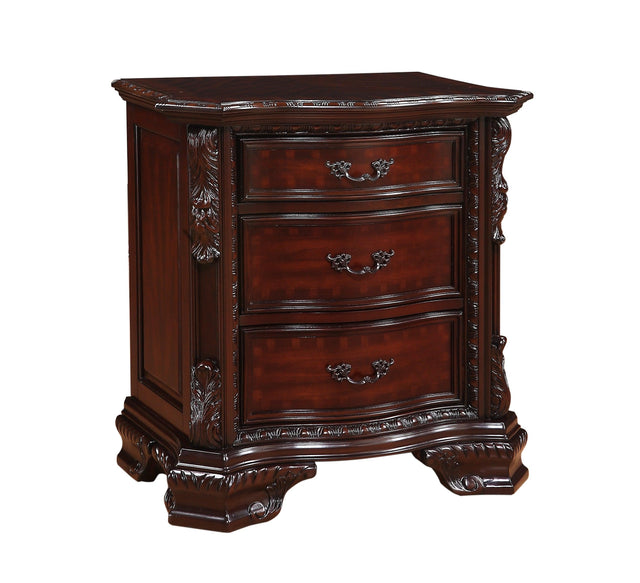 Sheffield NightStand Brown, Traditional Classic Modern Wood, 3 Drawers - Ella Furniture