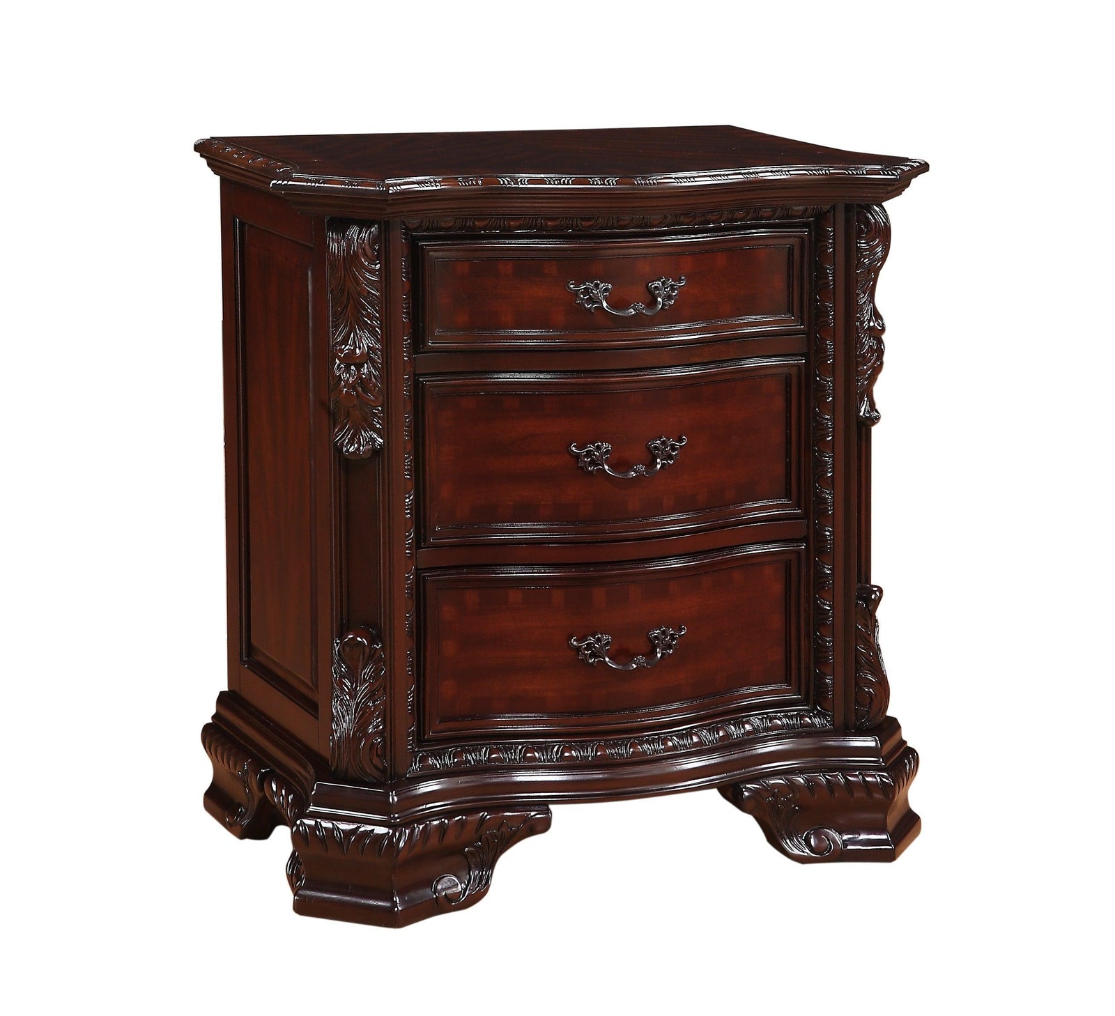 Sheffield NightStand Brown, Traditional Classic Modern Wood, 3 Drawers - Ella Furniture