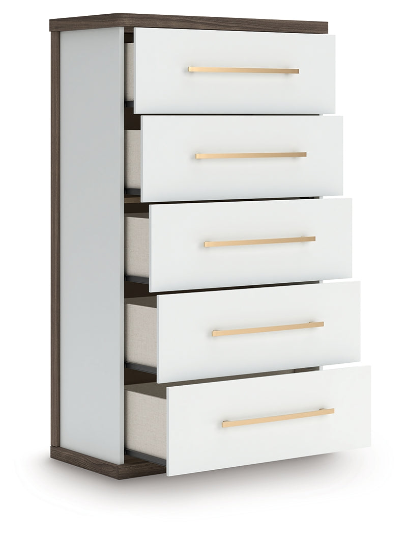 Kendanport Brown/White Chest of Drawers