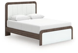 Kendanport White/Brown Queen Upholstered Bed