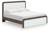 Kendanport White/Brown King Upholstered Bed