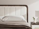 Kendanport White/Brown King Upholstered Bed