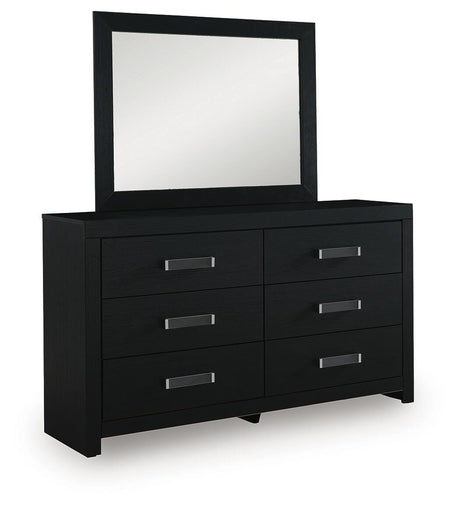 Maeling Black Dresser and Mirror angled view