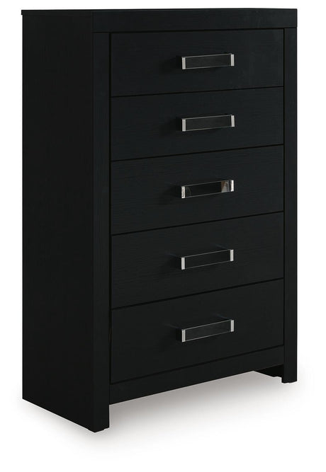 Maeling Black Chest of Drawers angled view