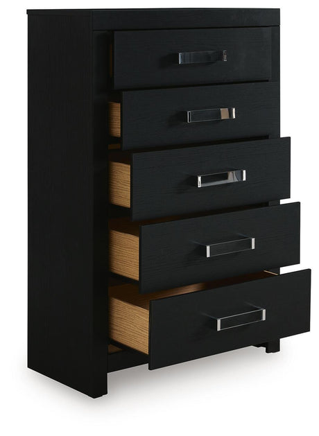 Maeling Black Chest of Drawers angled view