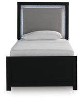 Maeling Black Twin Upholstered Panel Bed view 4