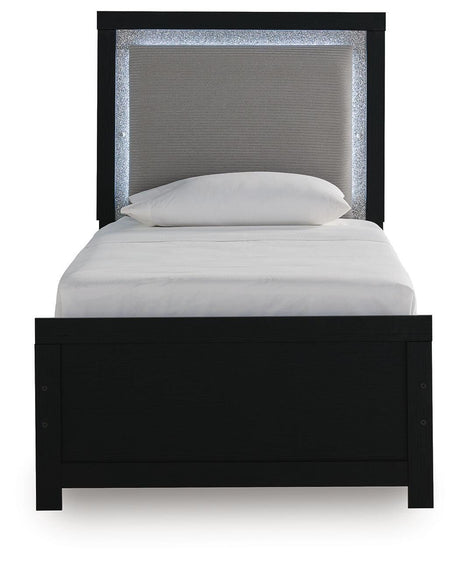 Maeling Black Twin Upholstered Panel Bed view 4