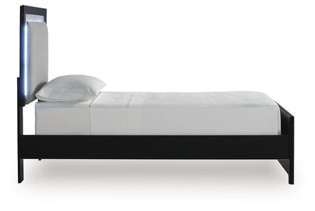 Maeling Black Twin Upholstered Panel Bed view 6