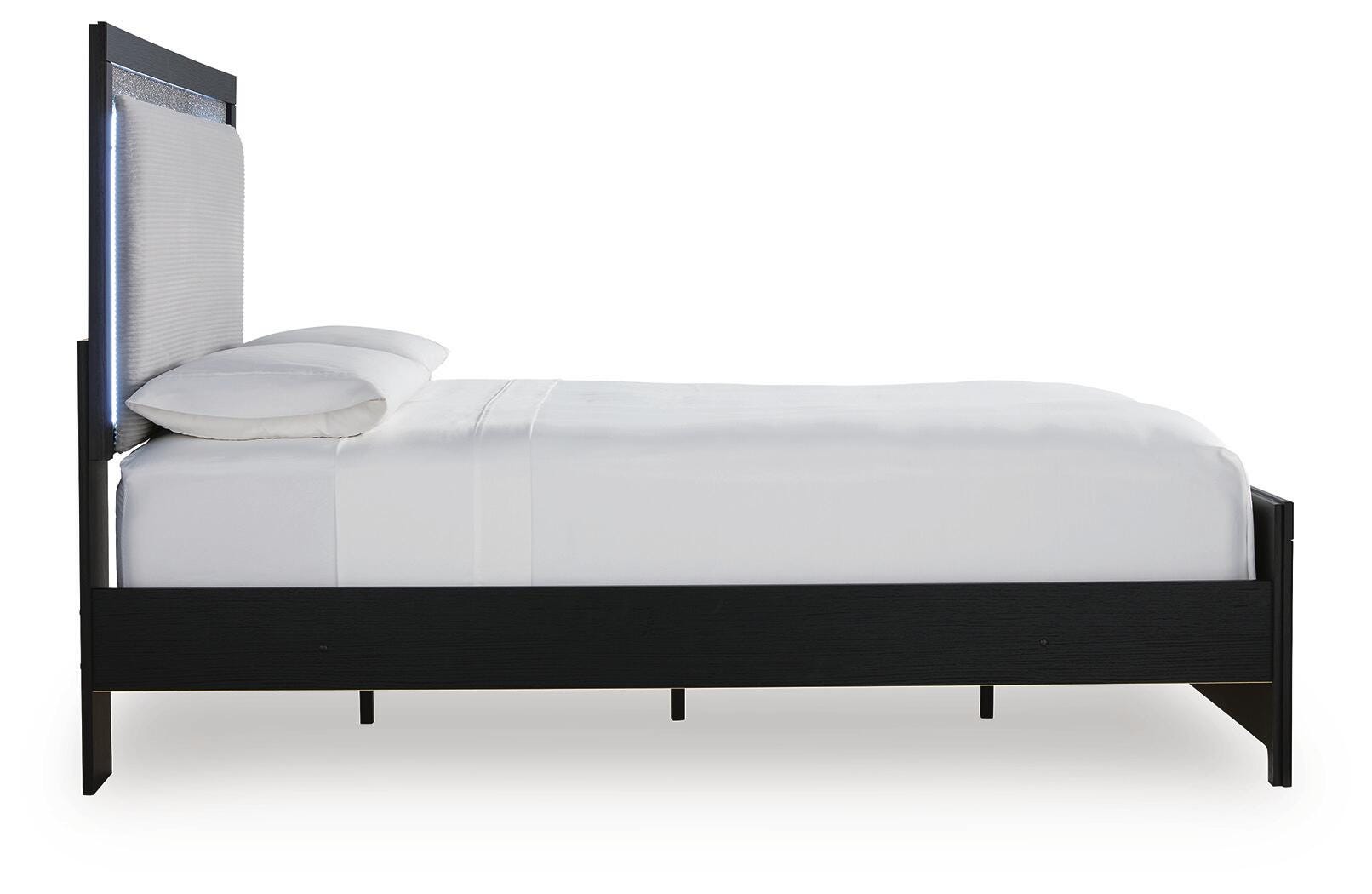 Maeling Black Queen Upholstered Panel Bed view 6